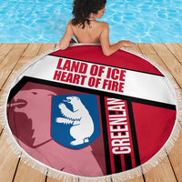 Greenland Beach Blanket with Polar Bear Emblem and Land of Ice Heart of Fire Text Design