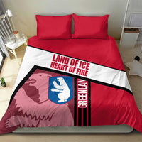 Greenland Bedding Set with Polar Bear Emblem and Land of Ice Heart of Fire Text Design