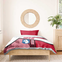 Greenland Bedding Set with Polar Bear Emblem and Land of Ice Heart of Fire Text Design