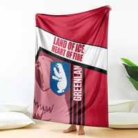 Greenland Blanket with Polar Bear Emblem and Land of Ice Heart of Fire Text Design