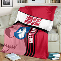 Greenland Blanket with Polar Bear Emblem and Land of Ice Heart of Fire Text Design