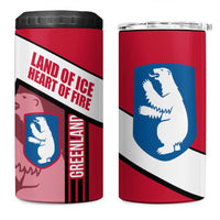 Greenland 4 in 1 Can Cooler Tumbler with Polar Bear Emblem and Land of Ice Heart of Fire Text Design