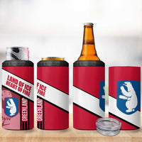 Greenland 4 in 1 Can Cooler Tumbler with Polar Bear Emblem and Land of Ice Heart of Fire Text Design