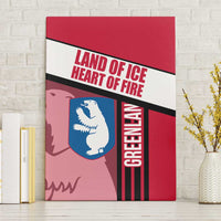 Greenland Canvas Wall Art with Polar Bear Emblem and Land of Ice Heart of Fire Text Design