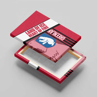 Greenland Canvas Wall Art with Polar Bear Emblem and Land of Ice Heart of Fire Text Design