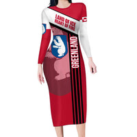 Greenland Family Matching Long Sleeve Bodycon Dress and Hawaiian Shirt with Polar Bear Emblem and Land of Ice Heart of Fire Text Design