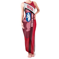 Greenland Family Matching Tank Maxi Dress and Hawaiian Shirt with Polar Bear Emblem and Land of Ice Heart of Fire Text Design