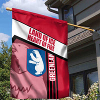 Greenland Garden Flag with Polar Bear Emblem and Land of Ice Heart of Fire Text Design