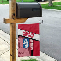 Greenland Garden Flag with Polar Bear Emblem and Land of Ice Heart of Fire Text Design