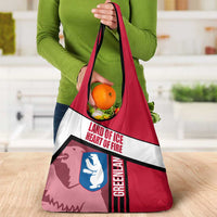 Greenland Grocery Bag with Polar Bear Emblem and Land of Ice Heart of Fire Text Design