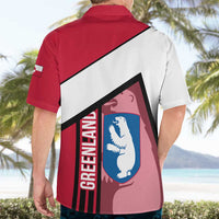 Greenland Hawaiian Shirt with Polar Bear Emblem and Land of Ice Heart of Fire Text Design