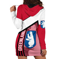 Greenland Hoodie Dress with Polar Bear Emblem and Land of Ice Heart of Fire Text Design