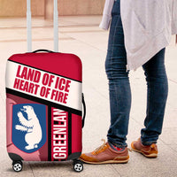 Greenland Luggage Cover with Polar Bear Emblem and Land of Ice Heart of Fire Text Design