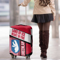 Greenland Luggage Cover with Polar Bear Emblem and Land of Ice Heart of Fire Text Design