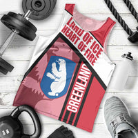 Greenland Men Tank Top with Polar Bear Emblem and Land of Ice Heart of Fire Text Design