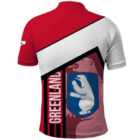 Greenland Polo Shirt with Polar Bear Emblem and Land of Ice Heart of Fire Text Design