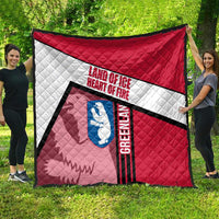 Greenland Quilt with Polar Bear Emblem and Land of Ice Heart of Fire Text Design