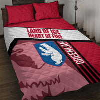 Greenland Quilt Bed Set with Polar Bear Emblem and Land of Ice Heart of Fire Text Design