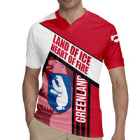 Greenland Rugby Jersey with Polar Bear Emblem and Land of Ice Heart of Fire Text Design