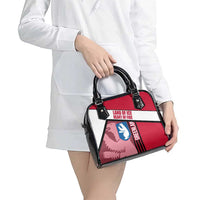 Greenland Shoulder Handbag with Polar Bear Emblem and Land of Ice Heart of Fire Text Design