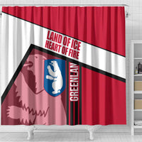 Greenland Shower Curtain with Polar Bear Emblem and Land of Ice Heart of Fire Text Design