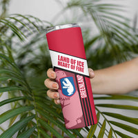 Greenland Skinny Tumbler with Polar Bear Emblem and Land of Ice Heart of Fire Text Design