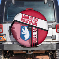 Greenland Spare Tire Cover with Polar Bear Emblem and Land of Ice Heart of Fire Text Design