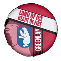 Greenland Spare Tire Cover with Polar Bear Emblem and Land of Ice Heart of Fire Text Design