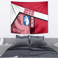 Greenland Tapestry with Polar Bear Emblem and Land of Ice Heart of Fire Text Design