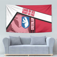 Greenland Tapestry with Polar Bear Emblem and Land of Ice Heart of Fire Text Design