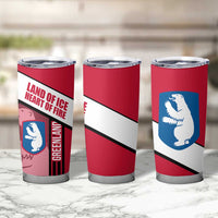 Greenland Tumbler Cup with Polar Bear Emblem and Land of Ice Heart of Fire Text Design