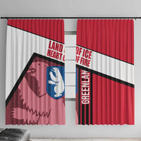 Greenland Window Curtain with Polar Bear Emblem and Land of Ice Heart of Fire Text Design