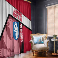 Greenland Window Curtain with Polar Bear Emblem and Land of Ice Heart of Fire Text Design