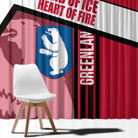 Greenland Window Curtain with Polar Bear Emblem and Land of Ice Heart of Fire Text Design