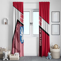 Greenland Window Curtain with Polar Bear Emblem and Land of Ice Heart of Fire Text Design