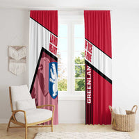 Greenland Window Curtain with Polar Bear Emblem and Land of Ice Heart of Fire Text Design