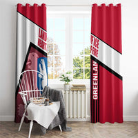Greenland Window Curtain with Polar Bear Emblem and Land of Ice Heart of Fire Text Design