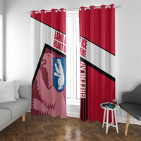 Greenland Window Curtain with Polar Bear Emblem and Land of Ice Heart of Fire Text Design
