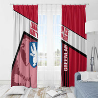 Greenland Window Curtain with Polar Bear Emblem and Land of Ice Heart of Fire Text Design