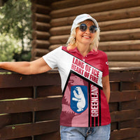 Greenland Women Polo Shirt with Polar Bear Emblem and Land of Ice Heart of Fire Text Design