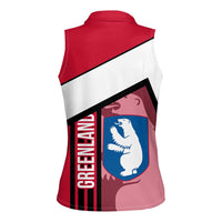 Greenland Women Sleeveless Polo Shirt with Polar Bear Emblem and Land of Ice Heart of Fire Text Design