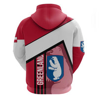 Greenland Zip Hoodie with Polar Bear Emblem and Land of Ice Heart of Fire Text Design