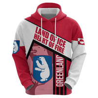 Greenland Zip Hoodie with Polar Bear Emblem and Land of Ice Heart of Fire Text Design