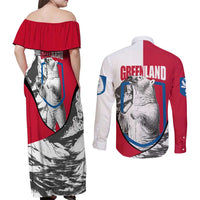 Greenland Pride Couples Matching Off Shoulder Maxi Dress and Long Sleeve Button Shirt The Spirit of the Arctic Bear
