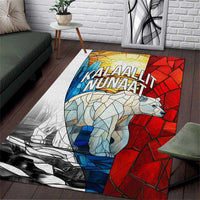 Kalaallit Nunaat Pride Area Rug Polar Bear Spirit in Stained Glass Style