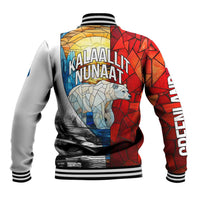 Kalaallit Nunaat Pride Baseball Jacket Polar Bear Spirit in Stained Glass Style