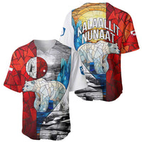 Kalaallit Nunaat Pride Baseball Jersey Polar Bear Spirit in Stained Glass Style