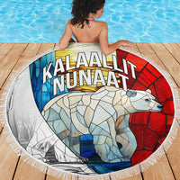 Kalaallit Nunaat Pride Beach Blanket Polar Bear Spirit in Stained Glass Style
