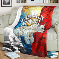 Kalaallit Nunaat Pride Blanket Polar Bear Spirit in Stained Glass Style