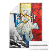 Kalaallit Nunaat Pride Blanket Polar Bear Spirit in Stained Glass Style